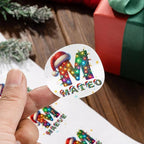 Personalized Christmas Stickers - Custom Name Waterproof Christmas Gift Tags for Gift Box Xmas Holiday Decorations Party Favors - 30 Stickers (Santa Hat Initial)