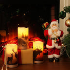 Homemory Christmas Flameless Candles Battery Operated with Rope, Deer, Bear, Moose, Remote Control and Timers, Rustic Country Home Farmhouse Cabin Decor Gifts, 3”x 6”