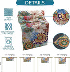 Boho Flowers Cotton Linen Table Runner for Dining Kitchen, Wedding Outdoor Party Tablerunners Decoration, Colorful Floral Farm Vintage Botanical Dresser Scarf Coffee Tablecloth Runners 13x36 Inches