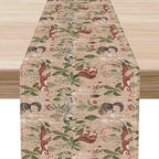 Rustic Woodland Table Runner, Farmhouse Forest Animals Country Lodge Wild Hunt Deer Rabbits Table Center Decor for Home Kitchen Dining Patio Holiday Party Indoor Table Decorations, 13"x90" Inch