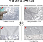 Poise3EHome 8Ft x 10Ft Silver Sequin Backdrop, Glitter Thick Satin Sequin Background Drapes, Sequence Xmas Thanksgiving Backdrop for Wedding Party Holiday Festival Decor