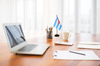 Cuba Cuban Deluxe Desk Flag Set, Small Mini Miniature Cuba Cuban Table Desktop Flags With Solid Pole, Black Base and Spear Top(2 Pack)