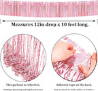 4 Pack Iridescent Pink Total 40 Feet Foil Fringe Garland Metallic Tinsel Banner Wall Hanging Drapes Parade Float Skirting Decorations for Trailer Mardi Gras Party Birthday Wedding