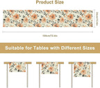 Floral Fall Table Runner, Rustic Watercolor Orange Flowers Seasonal Summer Autumn Table Runner for Kitchen Dinning Table Runner Decor Home Wedding Party Holiday, 13x60 Inch