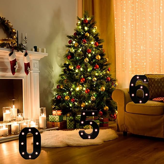 OYCBUZO Light Up Black Alphabet Marquee Number Sign LED Marquee Number Lights Sign for Night Light Home Bar Christmas Lamp Birthday Party Wedding Decoration 1