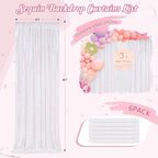Backdrop Curtains 6 Panels Iridescent Sequin Background 2ftx8ft Glitter Fabric Baby Shower Party Wedding Photo Drapes Backdrop