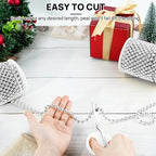 Craft String Pearls 8MM Pearl Bead, 33 Feet Silver Faux Pearl Garland Spool Roll Strand Wedding Party Decoration, Christmas Tree Decorations