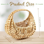 Taiyin 3 Pack Rattan Flower Girl Basket Small Half Moon Straw Wicker Basket with Handle Ideal for Wedding Flower Girl,Picnic,Garden Storage and Home Decor (Nature)