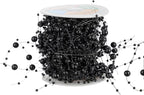13Feet Pearl String Spool Roll for Floating Candles Faux Pearls Strands Garland for Vase Filler Wedding Centerpiece Christmas Table Decor (Black)