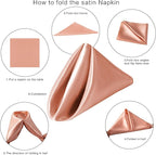 36 Pack Square Satin Dinner Napkins, 16x16 Inches Silky Soft Smooth Table Cloth Napkins for Restaurant Weddings Banquet Party Decoration, Rose Gold