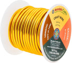 Mandala Crafts 8 Gauge Anodized Aluminum Craft Wire for Jewelry Making - 32 FT Colored Flexible Gold Wire - Bendable for Bonsai Armature Crafting Sculpting