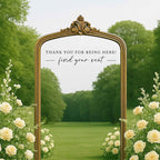 Seating Chart Sign, Wedding Mirror Decal, Thank You for Being Here Find Your Seat, Wedding Seating Chart Header Vinyl Decal, Your Seat Awaits Wedding Sign Decal, Mirror Sticker for Seating (Black, Wide 17")