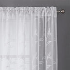 VISIONTEX White Sheer Voile Curtains, Decorative White Embroidery Faux Linen Rod Pocket Window Drapes for Home Kitchen, Living Room and Bedroom 54 x 108 Inch, Set of 2 Curtain Panels