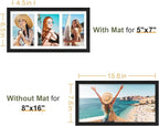 Vittanly 8x16 Collage Picture Frame, Displays 3Pcs 5x7 Pictures with Mat, Picture Frames Collage Wall Decor for Horizontal or Vertical Display, Black, 1 Pack