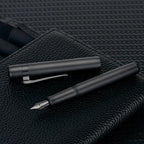 Hongdian M2 Mini Fountain Pen with Bent Nib, Sleek Shape Aluminium Short Pocket Travel Pen (Matte Black)
