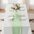2 Pack Sage Green Satin Table Runner 12x108 Inches Long, Bright Silky Smooth Satin Table Runner Table Decor for Wedding Banquet Christmas Prom Event Birthday Party