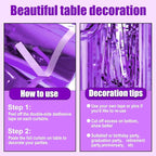 3 Pack 29 x108 Inch Purple Foil Fringe Table Skirts Metallic Banner for Tinsel Streamer Garland Backdrop for Parade Floats Wedding Thanksgiving Birthday Christmas Halloween New Year Party Decoration