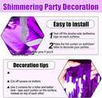 6 Pack Purple Foil Fringe Curtain Backdrop, 3.28Ft x 8.2Ft Metallic Tinsel Foil Fringe Streamer Curtains for Photo Booth, Birthday, Wedding, New Year Party Decorations