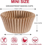 [300Pcs] Caperci Odorless Mini Cupcake Liners for Baking - Greaseproof Paper Muffin Baking Cups for Wedding Birthday Party Baby Shower Festivals (Natural)
