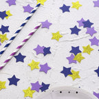 Purple Blue and Gold Star Confetti Table Decoration for Graduation Eid Ramadan Birthday Retirement Party,1.2 inch in Diameter,200 Counts