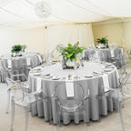 6 Pack Light Grey Round Tablecloths - 120 Inch, Polyester Table Cover, Stain and Wrinkle Resistant Washable Fabric Table Cloth for Wedding Banquet Parties