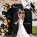 Hemmotop 6.6 ft Black Spandex Arch Cover (No Arch Stand), Spandex Arch Covers Stretchy Backdrop, Balloon Arched Cover 2-Sided, Arches for Backdrop for Wedding, Baby Shower Party Decoration