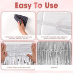 4 Pack Silver Foil Fringe Backdrop Curtains, Tinsel Streamers Birthday Party Decorations, Fringe Backdrop for Graduation, Baby Shower, Gender Reveal, Disco Party