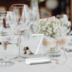 JINMURY Clear Arch Table Numbers for Wedding, 5x7 Inch Arched Acrylic Table Numbers 1-25 with Stands, Clear Acrylic Arch Sign with Holder for Centerpiece, Reception, Wedding, Party, Event