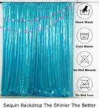 ShiDianYi Sequin Backdrop Turquoise 2 Panels 4FTx10FT Backdrops for Photograph Aqua Blue Sequin Photo Backdrop for Birthday Sparkle Wedding Drapery Glitter Background
