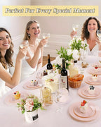 200PCS Pink Plastic Plates Set, 100 10.25 inch Dinner Plates and 100 7.5 inch Dessert Plates, Premium Disposable Plates for Party, Wedding