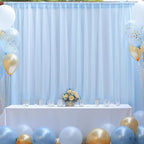 10x10ft Baby Blue Tulle Backdrop Curtain for Parites, Sheer Backdrop Curtains for Wedding Baby Shower Birthday Party Photo Shoot Decorations