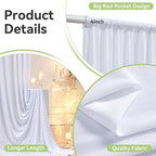 20ftx14FT Wrinkle Free White Backdrop Curtain, 4 Panels 14FT Height White Wedding Backdrop Drapes, Silky Polyester Back Drop Cloth for Birthday Photography Background Party Backdrop Draping