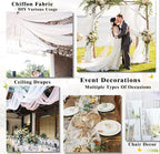 DUOBAO White Wedding Chiffon Ceiling 5x20FT Long Sheer Draping Fabric Photography Backdrops Soft Drapes Curtains for Weddings Arches Christmas Indoor Events, W 5' x L 20'-6 Panels, Snow