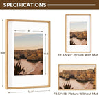 12x18 Frame USA-Sourced Natural Oak Wood Solid Wood Photo Frame Handcrafted Rounded Corner with Mat to 8x12 Picture Display with Real Glass Family Picture, Wedding Photo, Certificate