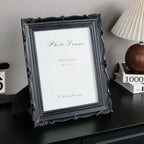 Cuspin 8x10 Picture Frame Black, Vintage Handmade Resin Frame with Carved Texture & Glass Front, Antique Retro Design for Tabletop Display or Wall Hanging, Black Photo Frames Home Decor