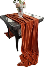 Luxurious Velvet Table Runner, Terracotta 120 Inches Wedding Table Runners, 10ft Velvet Home Party Table Decorations