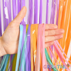 Pastel Tinsel Curtain Party Backdrop - GREATRIL Pastel Color Foil Fringe Curtain Photo Booth Streamers for Birthdays Easter Baby Bride Shower Unicorn Girls Party Decorations