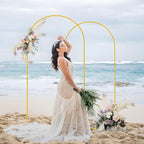 2pcs Arch Backdrop Stand - 7.2ft/6ft Gold Metal Flower Balloon Arch Frame Stand for Wedding, Birthday Party, Christmas, Baby Shower, Bridal Shower, Graduation Photography Decoration