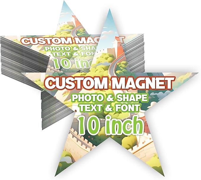 KETABAO – 10" Personalized Car and Refrigerator Star Photo Magnets - Create Customized Photo Magnets for The Office and Kitchen