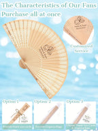 30Pcs Personalized Folding Hand Fans Custom Engraved Summer Wedding Fans,Personalized Wooden Fans Party Favor Bridal Shower Gifts for Guests