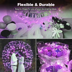 20 Pack LED Fairy Lights Battery Operated,3 Features Blinking Slowly Blinking & just on 7FT 20 LED Waterproof Mini Twinkle String Lights for Wedding Mason Jars Halloween Christmas Decorations,Purple