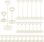 MAQUITA 36pcs Place Card Holder, Table Number Holders, Table Card Holders, Table Number Stands, Wire Table Picture Photo Holder with Heart Shaped Menu Memo Clips for Wedding Favors