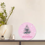 CGBHW Pink Christmas Wooden Sign, Coquette Aesthetic Christmas Tree Xmas Bows Hanging Sign Wall Decor for Girls Room Home, Winter Holiday Snowflake Door Decor 12 x 6 Inch