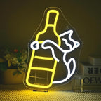 Cat Neon Sign LED Light Up Wall Decor for Bedroom, Home Bar, Man Cave, and Party Dimmable White Yellow Sign Unique Cat Gift, USB Powered, 12.9" * 9.4