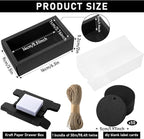 Roowest 50 Sets Kraft Gift Boxes Rectangle Kraft Paper Drawer Box with Window Homemade Soap Box with Blank Tags and Jute String for Jewelry Candy Wrapping Party Favor(Black, 6.3 x 3.5 x 2 Inch)