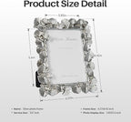 Cuspin Silver 5x7 Picture Frame, Vintage Silver Ornate Leaf Textured Hand-Crafted Resin Frames with Glass Front, Antique Photo Frame for Tabletop Display, Retro Design Home Decor