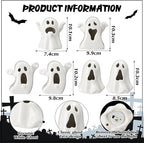 Wesiti 6 Pcs Ceramic Ghost Light up Halloween Decorations Indoor Small White Ghost Figurines Gothic Home Decor Spooky Statue Gift for Desk Tabletop Centerpieces Party Props