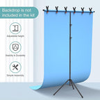 T-Shape Backdrop Stand 8x7.2FT, Height and Width Adjustable Background Stand for Parties,Green Screen Holder with 6 Spring Clamps
