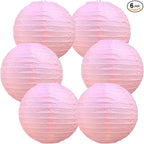 BEISHIDA 6-Inch Pink Round Paper Lanterns Hanging Decorative Chinese Paper Lanterns Lamp for Valentine Birthday Wedding Party Decoration and Baby Bridal Shower（6 Packs）