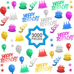 WILLBOND 3000 Pieces Happy Birthday Confetti Birthday Party Cake Confetti Metallic Foil Balloon Table Scatter Decorations for Carnival Baby Shower DIY Arts and Crafting